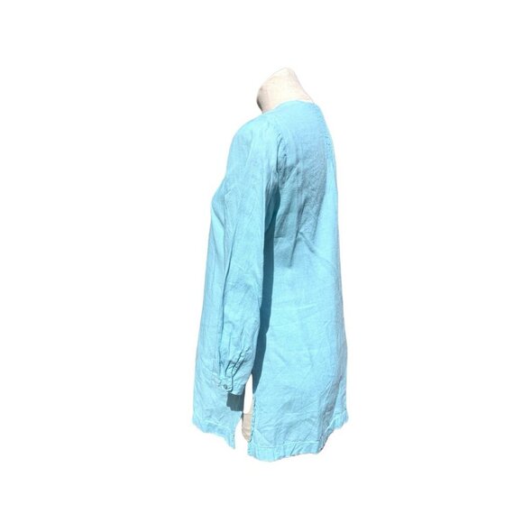 Eileen Fisher Irish Linen Shirt Tunic Turquoise Blue - Picture 4 of 11